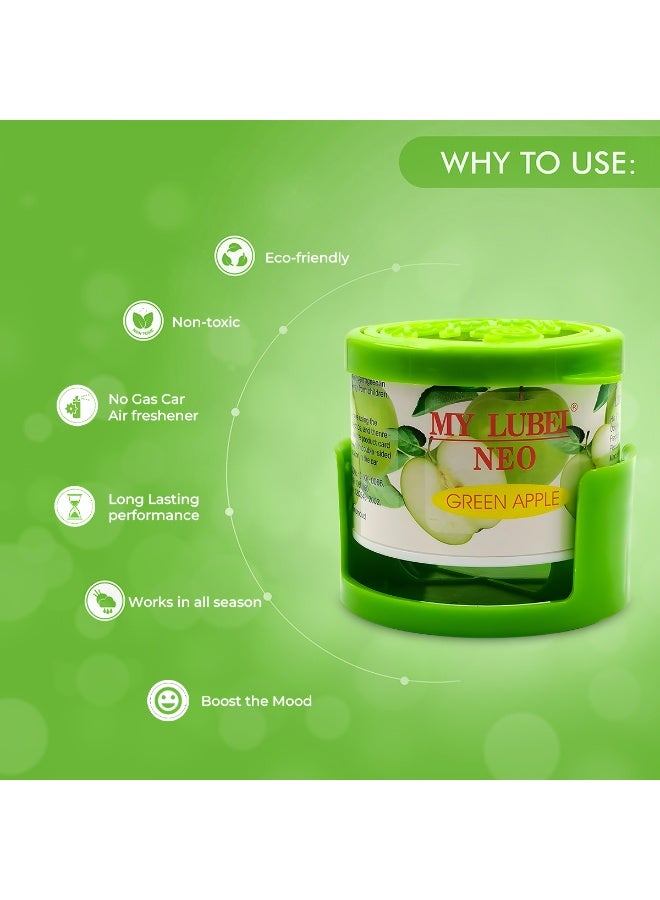 مجموعة من 3 قطع من معطر الجو للسيارة من ماي لوبي نيو برائحة التفاح الأخضر، معطر جو جل غير سام للاستخدام في السيارة والمنزل والمكتب، رائحة منعشة تدوم طويلاً، يمكن وضعه على لوحة القيادة أو في حامل الأكواب، مزيل روائح صديق للبيئة. - Image 3